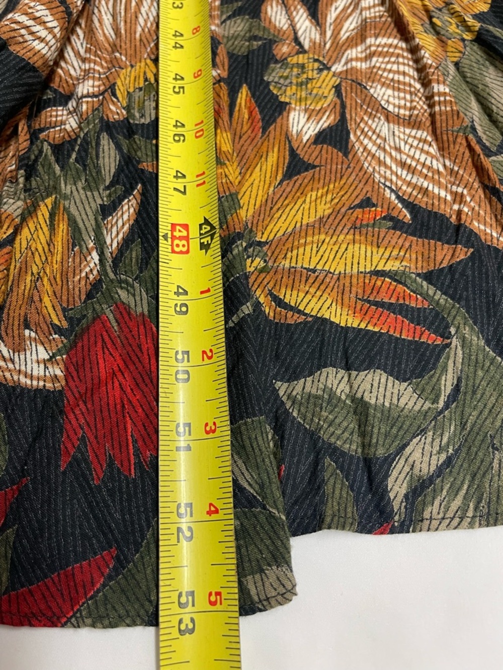 Tropical Midi Shirt Dress Boho Fall Button Front 3/4 Sleeve - Picture 6 of 8